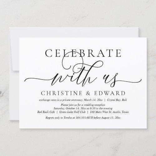 Celebrate with us Wedding Elopement Party Invitat Invitation