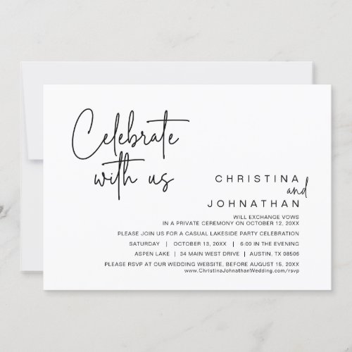 Celebrate with us Wedding Elopement Party Invitation