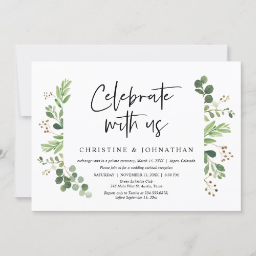 Celebrate with us Wedding Elopement Party Invitation