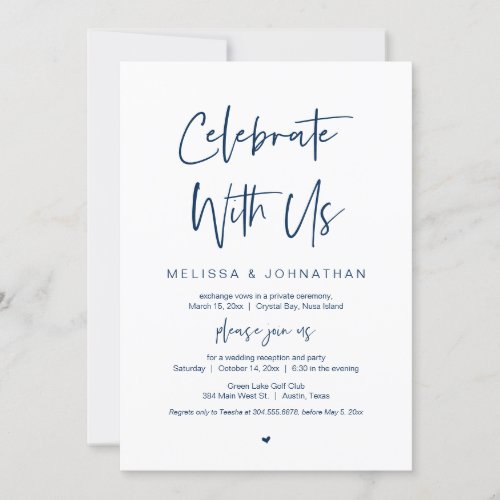 Celebrate with us Wedding Elopement Party Invitation