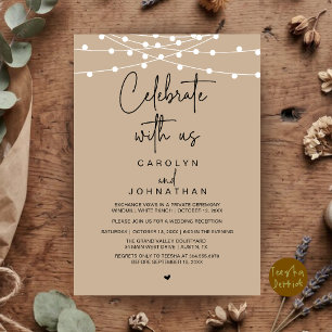 Celebrate with us, Wedding Elopement String Lights Invitation