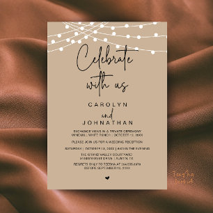 Celebrate with us, Wedding Elopement String Lights Invitation