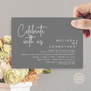 Celebrate with us, Wedding Reception Cash Bar Invitation