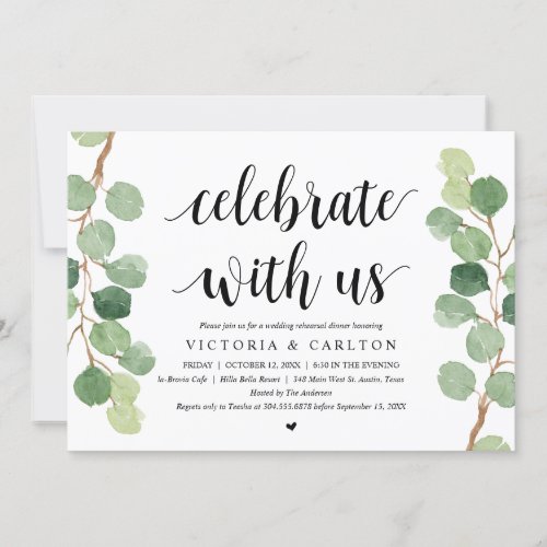 Celebrate with us Wedding Rehearsal Dinner Invitation