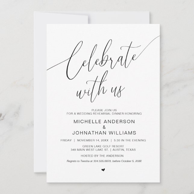 Celebrate with us, Wedding Rehearsal Dinner Invitation (Front)