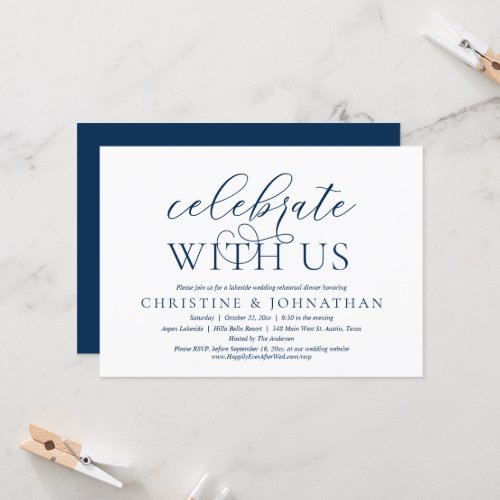 Celebrate With Us Wedding Rehearsal Dinner Party  Invitation