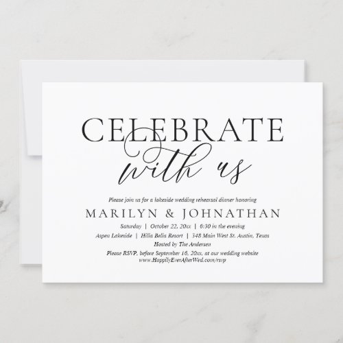 Celebrate With Us Wedding Rehearsal Dinner Party Invitation