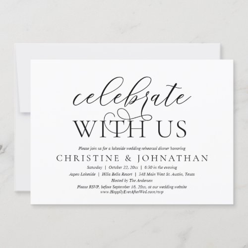 Celebrate With Us Wedding Rehearsal Dinner Party Invitation