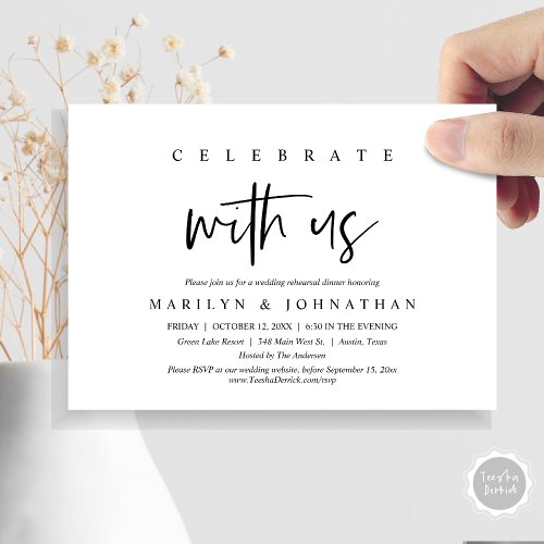 Celebrate With Us Wedding Rehearsal Party Invitation