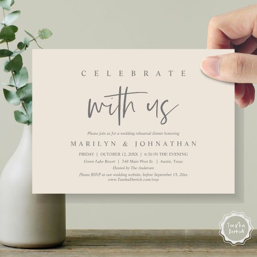 Celebrate With Us Wedding Rehearsal Party Invitation