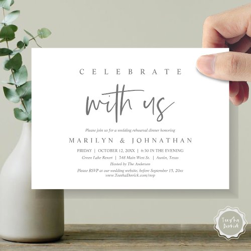 Celebrate With Us Wedding Rehearsal Party Invitation