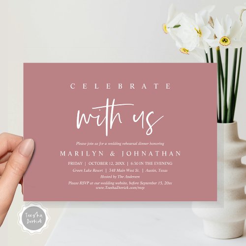 Celebrate With Us Wedding Rehearsal Party Invitation