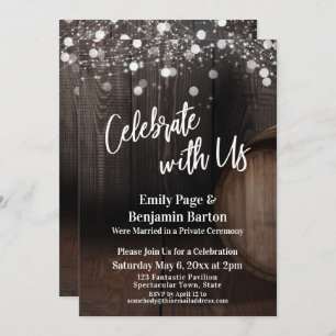 Celebrate with Us Wood Wine Barrel and Lights Invitation