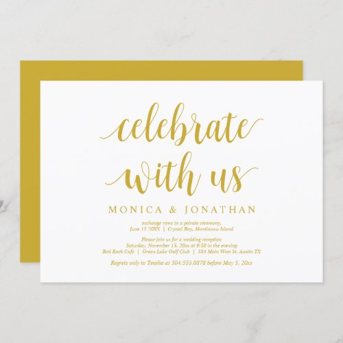 Celebrate with us Yellow Gold Wedding Elopement Invitation