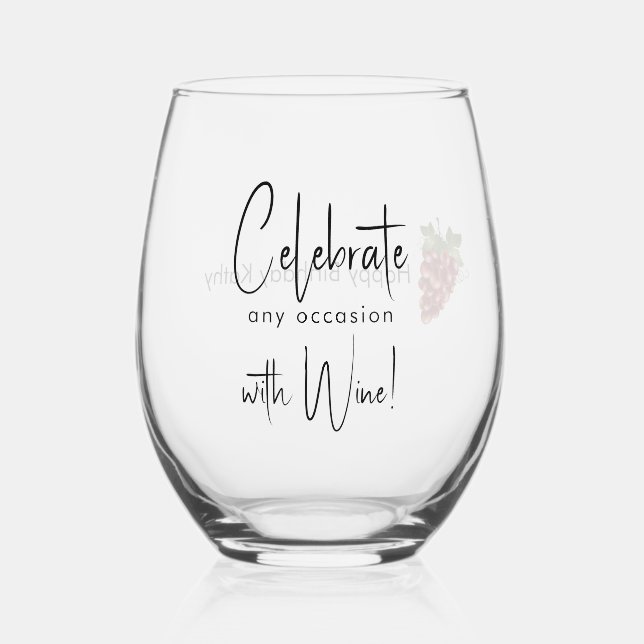 Celebrate With Wine Stemless Wine Glass (Front)