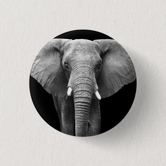 Celebrate World Elephant Day: Majestic Design  Button (Front)