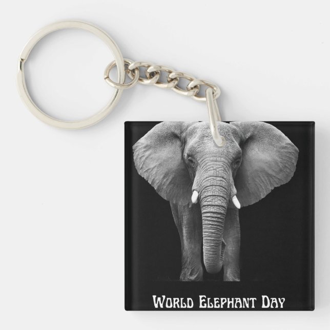 Celebrate World Elephant Day: Majestic Design  Keychain (Front)