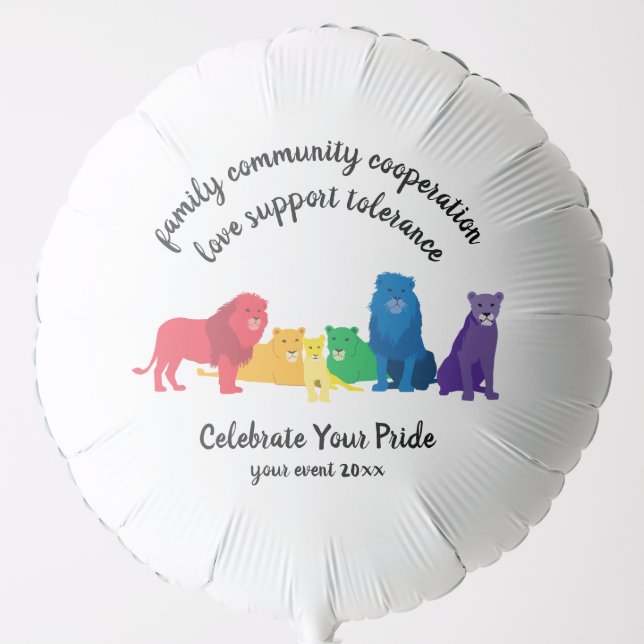 Celebrate Your Pride Rainbow Lion Pride Balloon (Front)