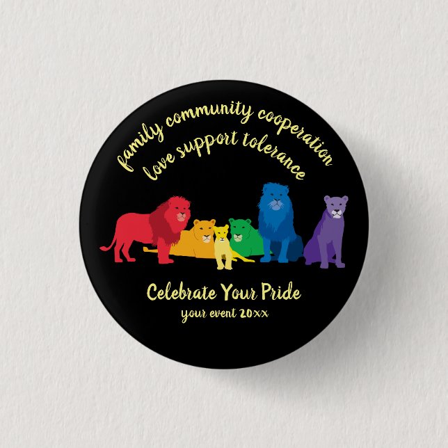 Celebrate Your Pride Rainbow Lion Pride Button (Front)