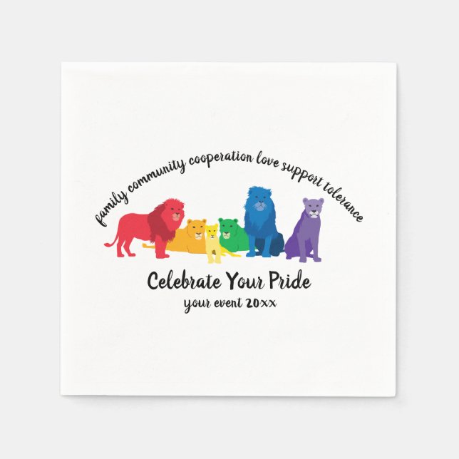 Celebrate Your Pride Rainbow Lion Pride Napkins (Front)