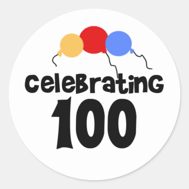 Celebrating 100  classic round sticker (Front)
