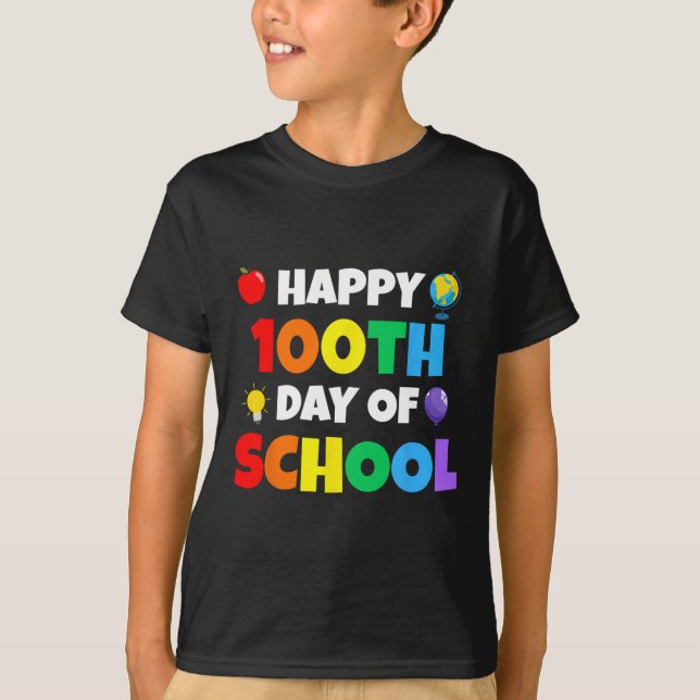 Celebrating 100 Days Of Learning Kids And Teachers T-Shirt (Front)