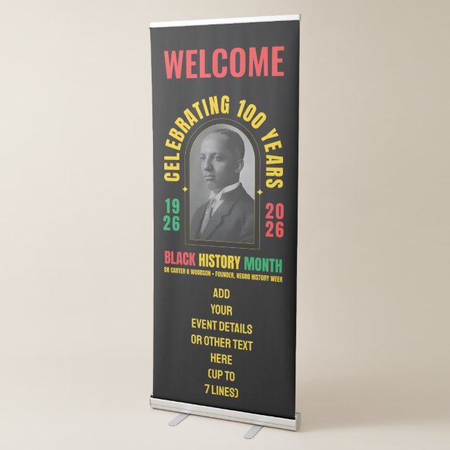 Celebrating 100 Years BHM BLACK HISTORY MONTH Retractable Banner (3/4)