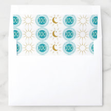Celebrating 100th Birthday Teal Blue Glitter