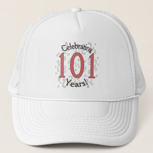 Celebrating 101 years birthday confetti hat (Front)