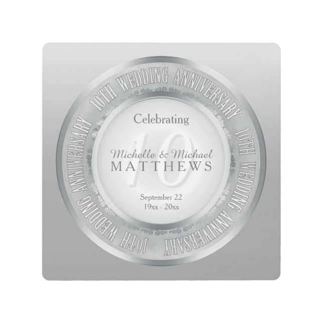Celebrating 10th Wedding Anniversary Keepsake Metal Print (Front)