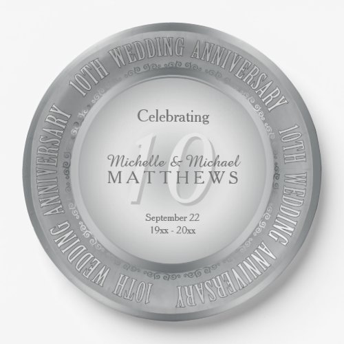Celebrating 10th Wedding Anniversary Paper Plates