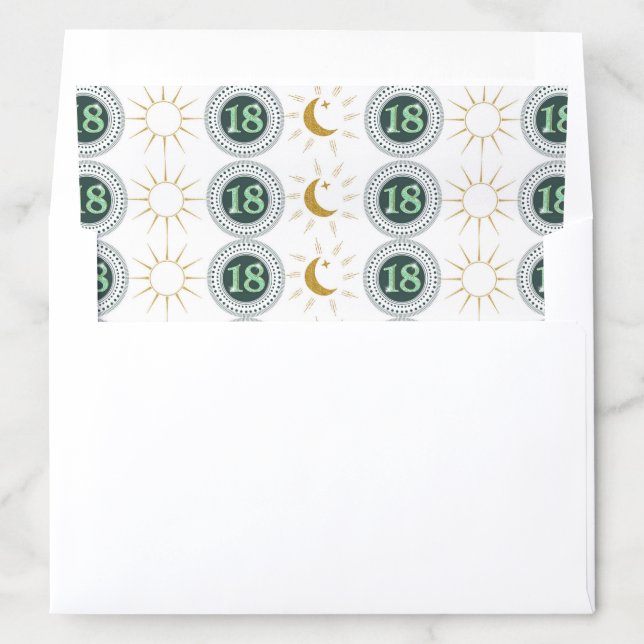 Celebrating 18th Birthday Green Glitter Envelope Liner (In Envelope)