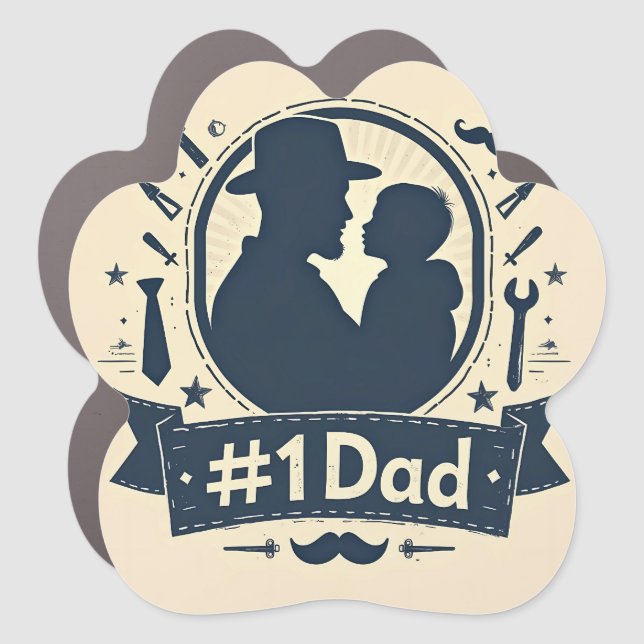 Celebrating #1 Dad Car Magnet (Front)