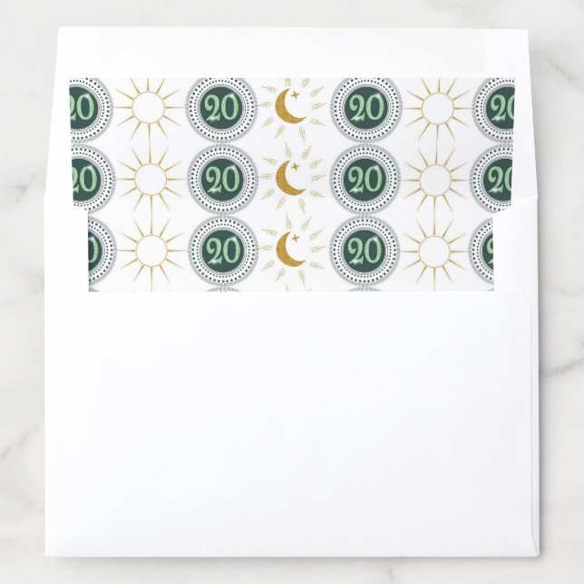Celebrating 20th Birthday Green Glitter Envelope Liner (In Envelope)