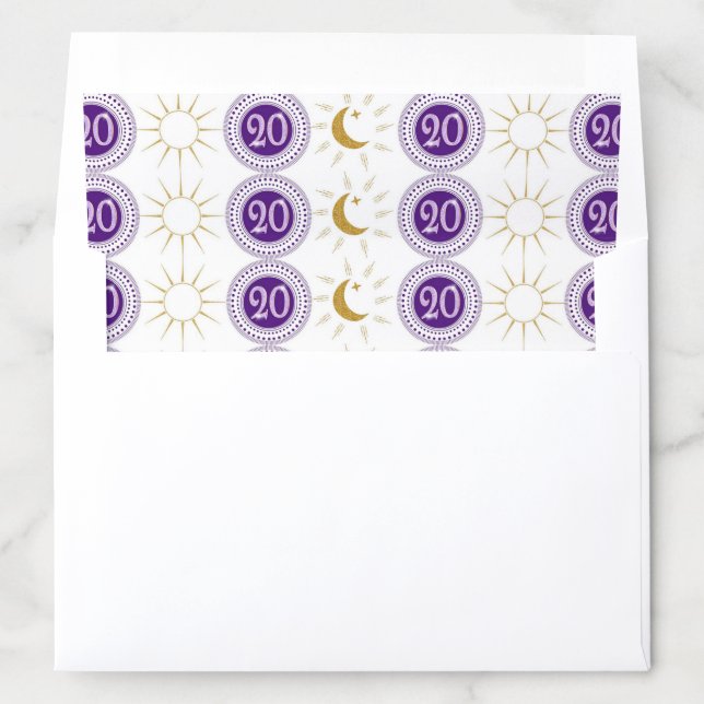 Celebrating 20th Birthday Purple Glitter Envelope Liner (In Envelope)