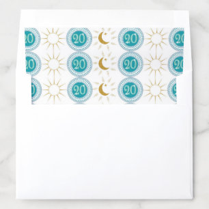 Celebrating 20th Birthday Teal Blue Glitter Envelope Liner