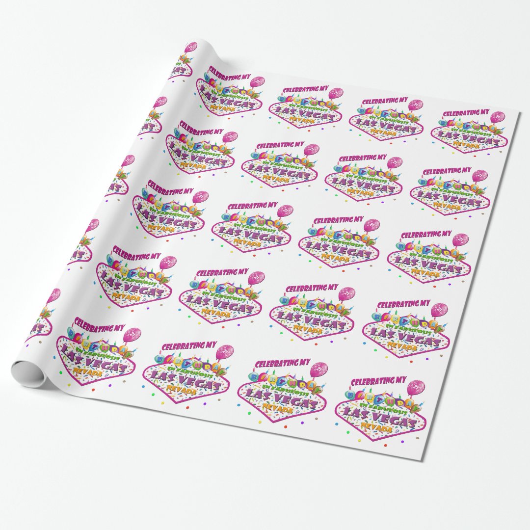 celebrating 21st Birthday Las Vegas Wrapping paper Zazzle