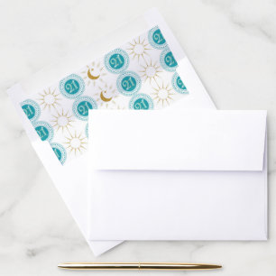 Celebrating 21st Birthday Teal Blue Glitter Envelope Liner