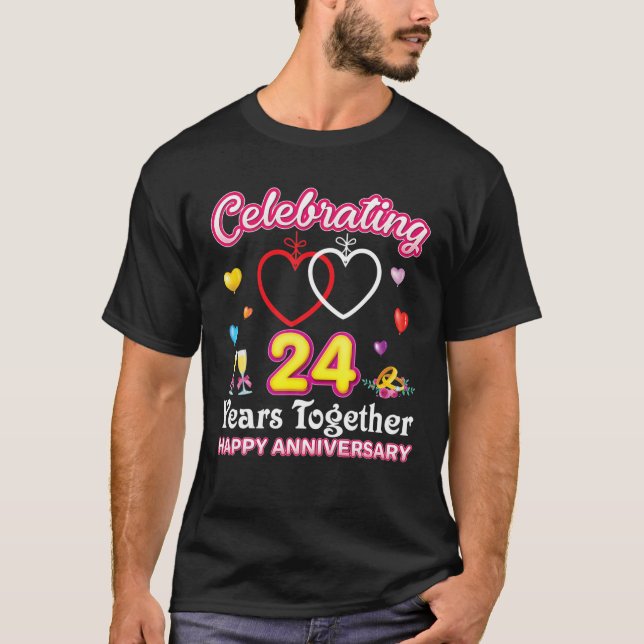 Celebrating 24 Years Together Happy 24Th Wedding A T-Shirt (Front)