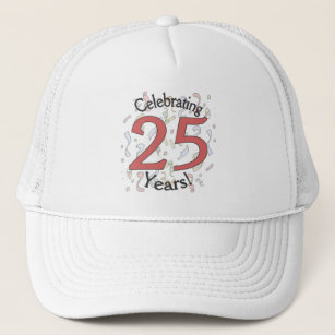Celebrating 25 years birthday confetti hat