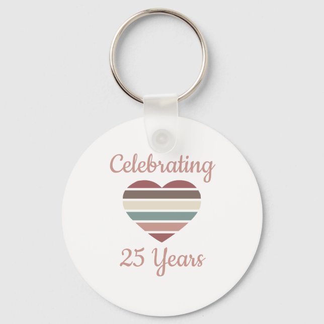 Celebrating 25th Wedding Anniversary Keychain (Front)