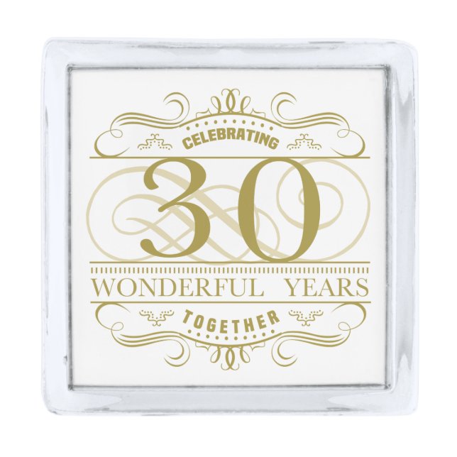 Celebrating 30th Anniversary Silver Finish Lapel Pin (Front)