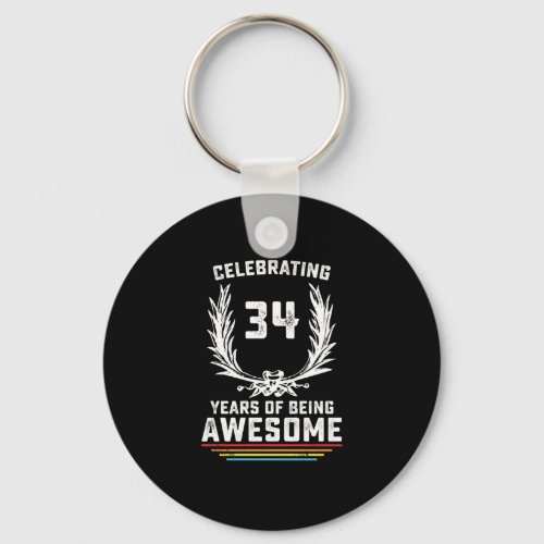 Celebrating 34 Years of Being Awesome Keychain