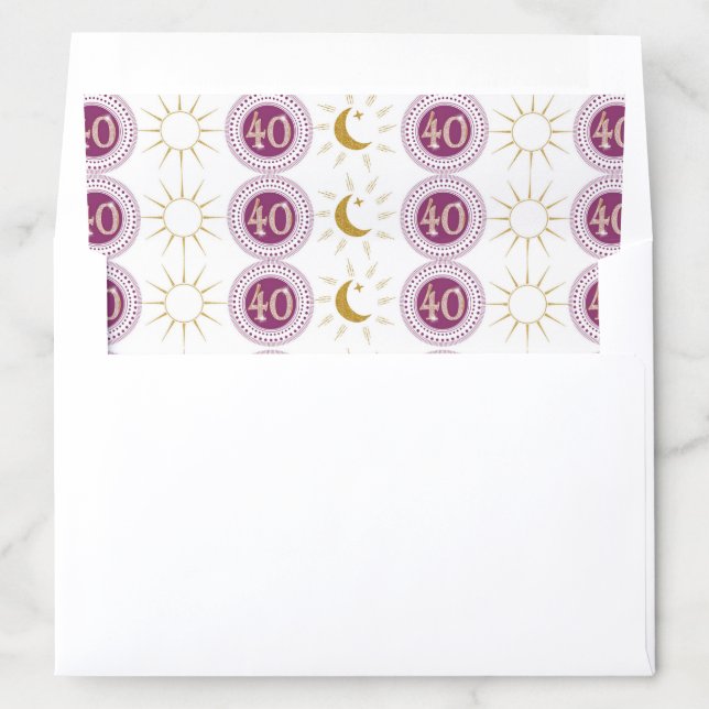Celebrating 40th Birthday Rose Gold Glitter Envelope Liner (In Envelope)