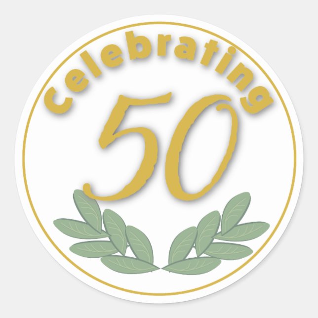 Celebrating 50 - 3" classic round sticker (Front)