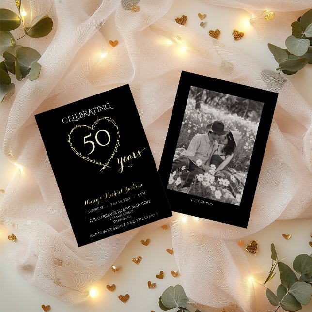 Celebrating 50 Years Anniversary Photo Foil Invitation (Creator Uploaded)