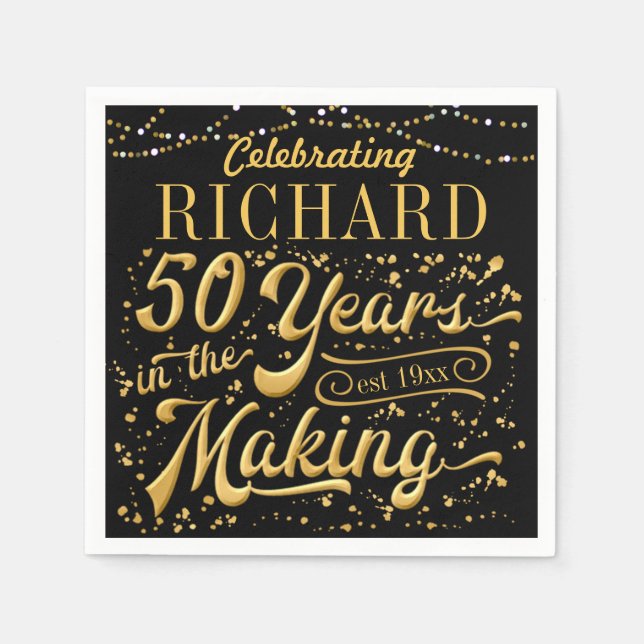Celebrating 50 Years in the Making (50th Birthday) Paper Napkins (Front)