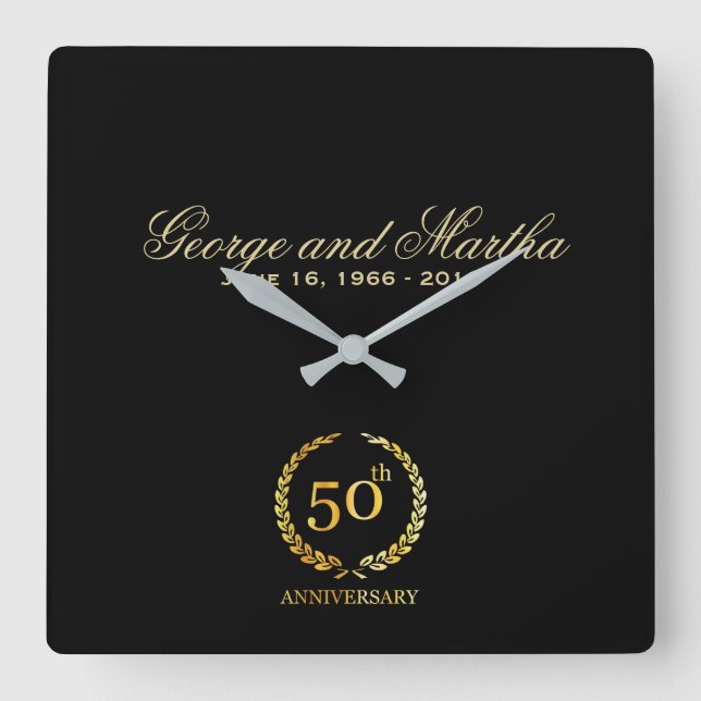 Celebrating 50th Anniversary. Customizable. Square Wall Clock (Front)