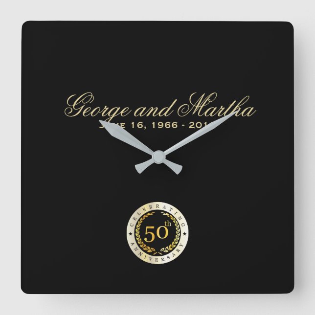 Celebrating 50th Anniversary. Customizable. Square Wall Clock (Front)