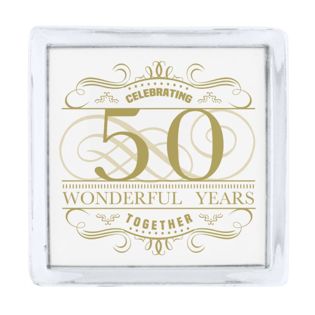 Celebrating 50th Anniversary Silver Finish Lapel Pin (Front)